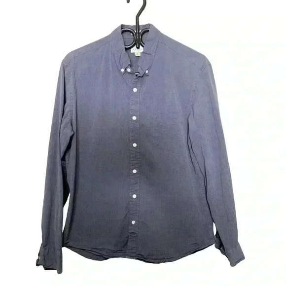 J. Crew Mens  Organic Cotton Slim Untucked Long Sleeve Casual Blue Shirtp - Picture 3 of 9